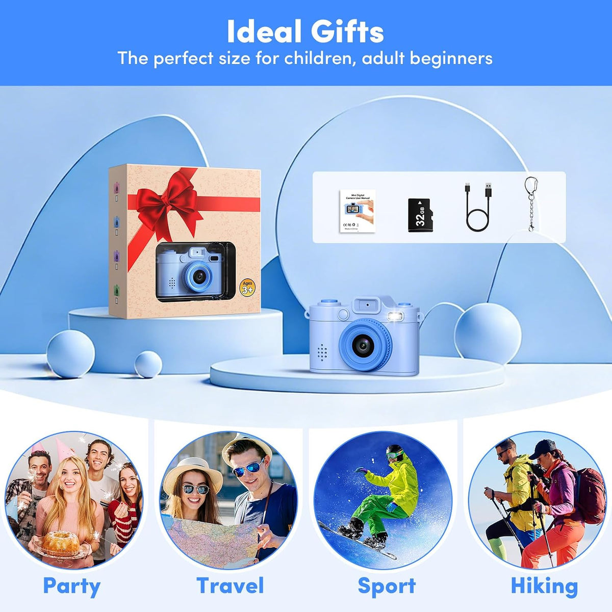 Mini Camera Keychain Instant Digital, 1080P Mini Digital Camcorder with 32G, Tiny Pocket Camera for Travel Vlog Fun Recording, Long Battery Life Gadget, Christmas Birthday Gift for Kids Teens