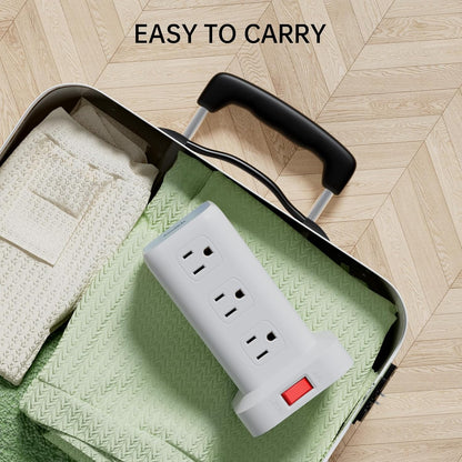Power Strip with 12 Outlets 4 USB (1 USB C), 6.5Feet Extension Cord with Multiple Outlets, Charging Station, Power Strip Tower, Home Office Desk Supplies