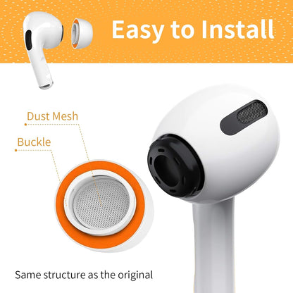 Memory Foam Ear Tips for Airpods Pro and Airpods Pro 2 Silicone Shield 3 Pairs Replacement Tips (White, S/M/L)