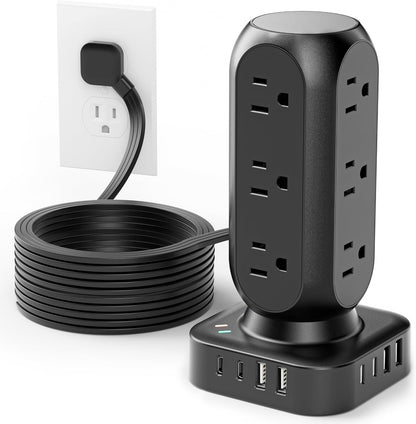 Power Strip Tower, 4.8A Fast Charging Tower, 10 FT Extension Cord