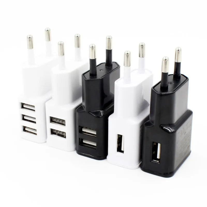 Dual USB Plug Power Supply Charger 5V 2A Universal Fast Charging Adapter US EU Plug Travel Portable Dual Power Adapter for Phone