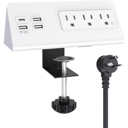 3-Outlet Power Strip Surge Protector with 4-Fast Charging USB Port and 6.56 Ft. Flat Plug in White