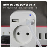 Power Strip USB Socket Adapter EU Plug AC Outlet Double Socket with 2 USB Port Fast Charging Home Office Surge Protector Adapter