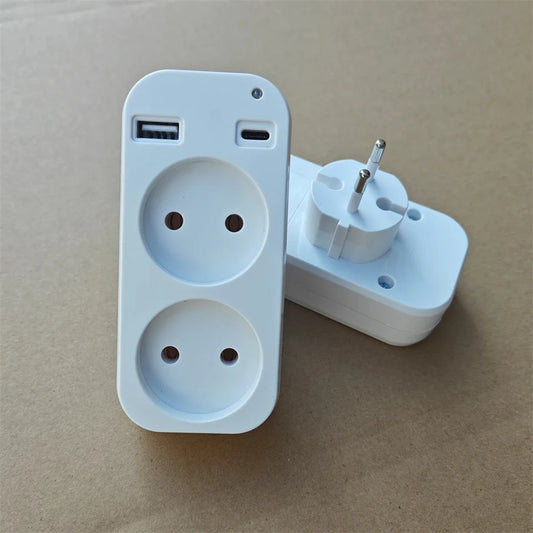 Power Strip USB Socket Adapter EU Plug AC Outlet Double Socket with 2 USB Port Fast Charging Home Office Surge Protector Adapter