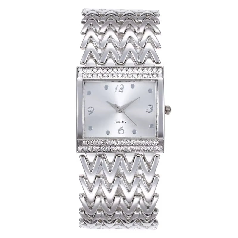 Drop Shipping New Hot Selling Square Wrist Watches for Women Stainless Steel Gold Female Watch Diamond Wristwatch Wrist Watch