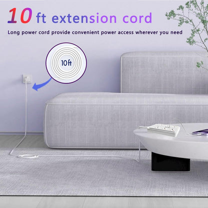 Power Strip with 45 Degree Plug, 10Ft Long Cord,6 Universal Socket
