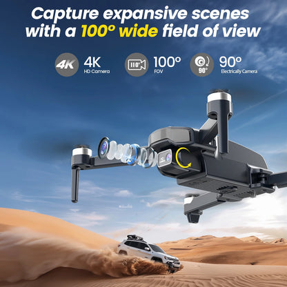 Drones with Camera for Adults 4K,  WF31 GPS Foldable Quadcopter for Beginners with Brushless Motor, 2 Batteries for 50 Min Flight Time, Black