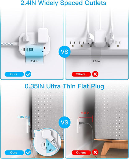 Cruise Essentials 2026, Travel Power Strip with USB C,Flat Plug