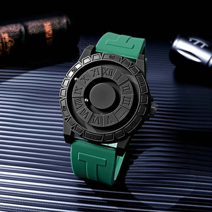 Casual Fashion Men'S Silicone Sports Magnetic Bezel Quartz Watch Wrist Watch