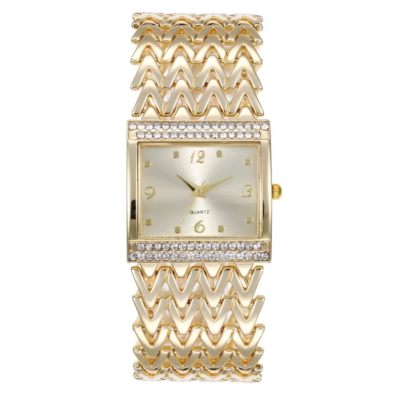 Drop Shipping New Hot Selling Square Wrist Watches for Women Stainless Steel Gold Female Watch Diamond Wristwatch Wrist Watch