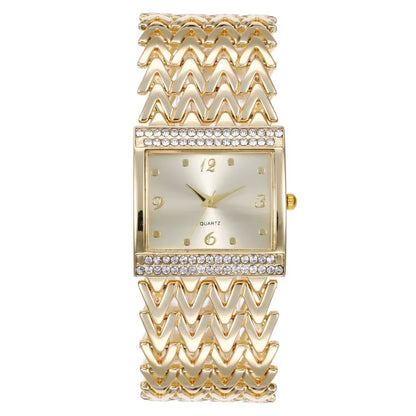 Drop Shipping New Hot Selling Square Wrist Watches for Women Stainless Steel Gold Female Watch Diamond Wristwatch Wrist Watch