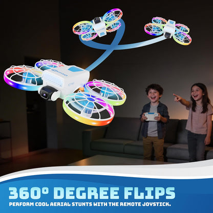 F27 Halo Mini Foldable Drone with 4.3" Screen Remote – 720P HD Dual Camera, LED Lights, Optical Flow Hover, One-Key Takeoff/Landing, 360° Stunts, 350 Ft Range, Beginner Drone