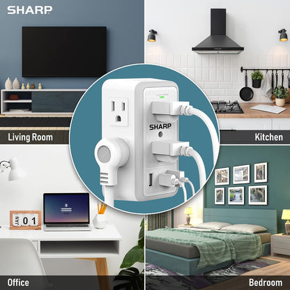 Wall Charger Surge Protector with 6 Outlets, USB-C and Nightlight