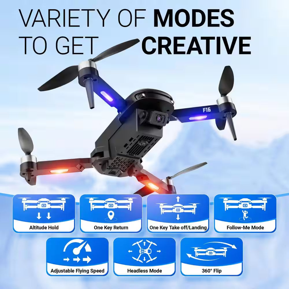 Ziro Stunt Drone 1080P HD Camera, FPV, Foldable, 16-Min Flight, Brushless Motor, Follow Me – Black
