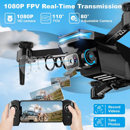 Drone with 1080P Camera - Foldable Remote Control RC Quadcopter FPV Drone
