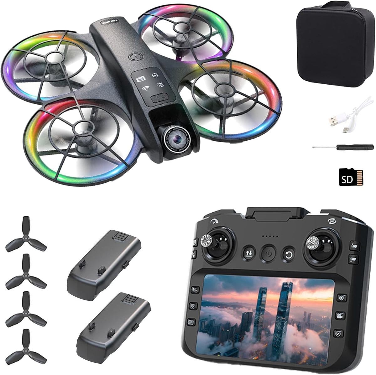 K200 Big Brushless Motor Drone, Screen Controlle, Two-Batteries.
