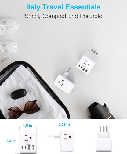2 Pack US to Italy Travel Plug Adapter,  Type L Power Adapter