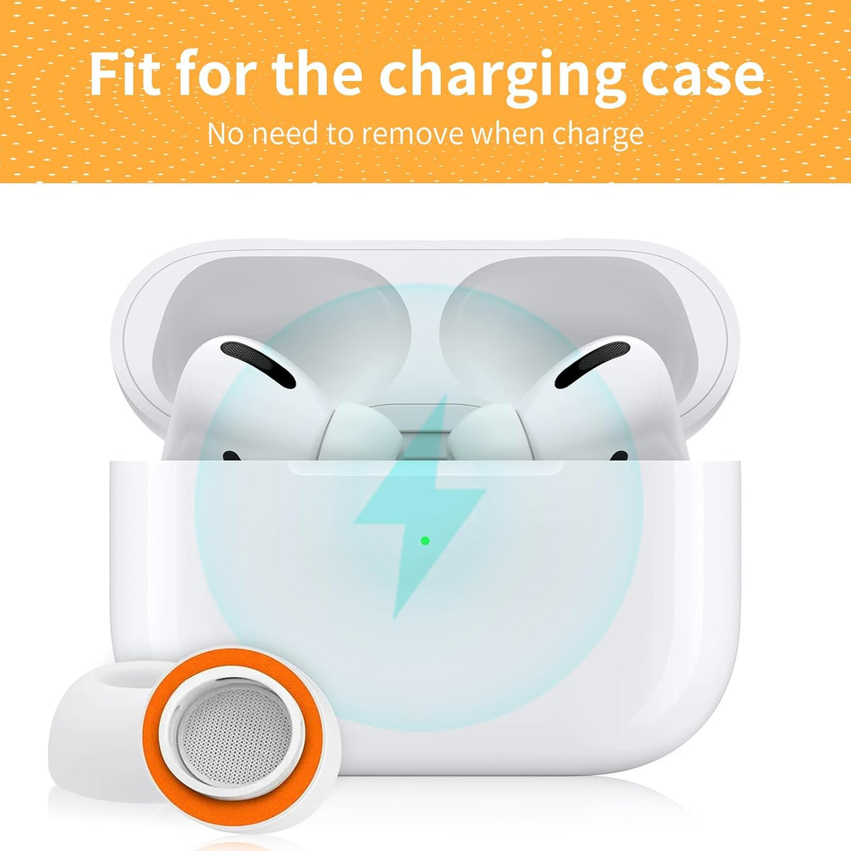 Memory Foam Ear Tips for Airpods Pro and Airpods Pro 2 Silicone Shield 3 Pairs Replacement Tips (White, S/M/L)