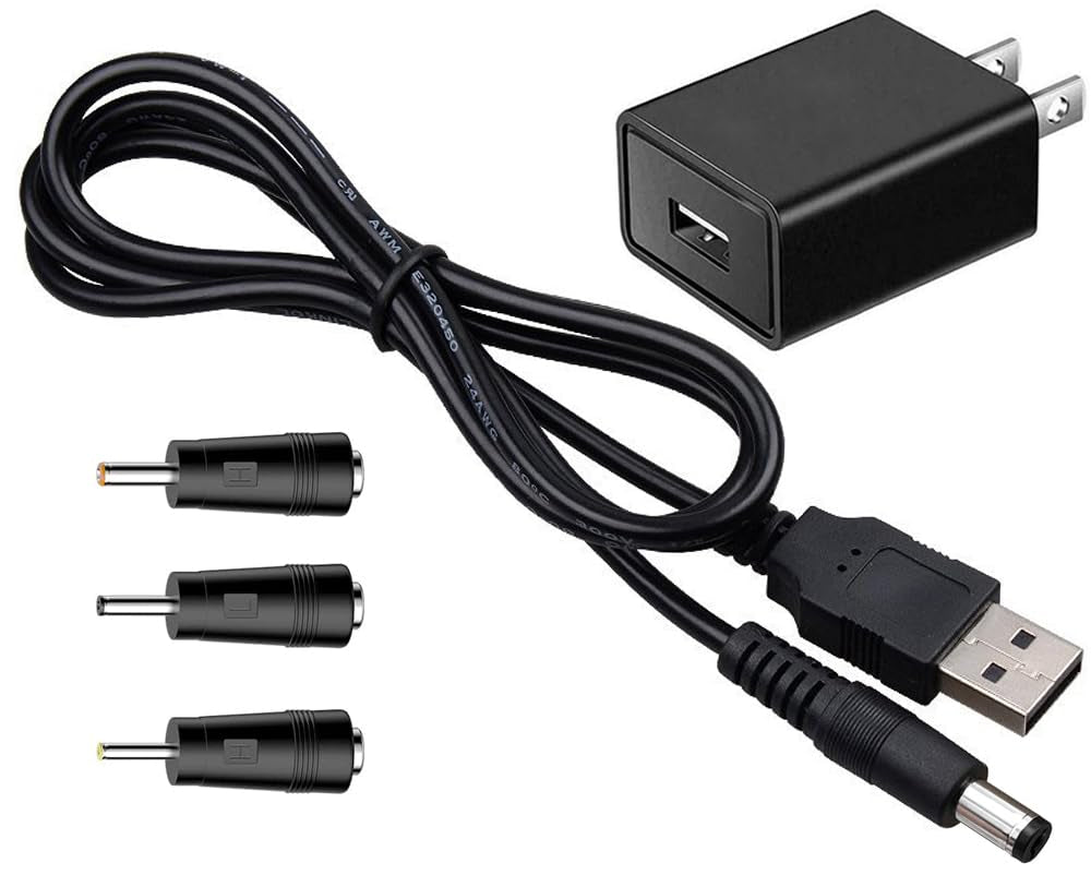 Moon Lamp Charger, USB AC Adapter Charger Cable Cord Compatible for Brightworld/Logrotate/Mydethun LED 3D Moon Lamp, Black