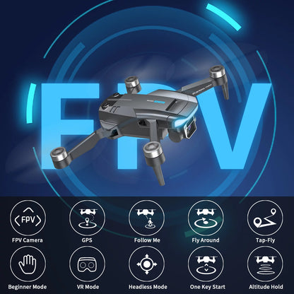 GPS Drone F194 with Camera for Adults 4K ,  Foldable Drone for Beginners with Auto Return Home, Optical Flow Positioning, Follow Me, Brushless Motor, 2 Batteries