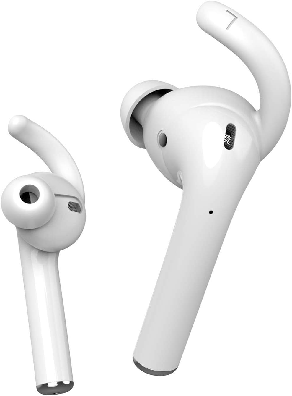 2 Pairs Airpods Ear Hooks Accessories Compatible with Airpods 2 & Airpods 1 or Earpods Headphones,Airpod Tips Anti-Slip Ear Hooks Silicone (1Black+1White)