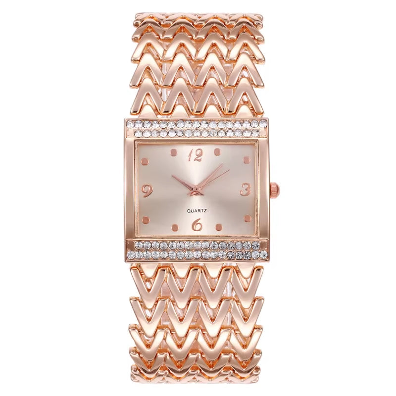 Drop Shipping New Hot Selling Square Wrist Watches for Women Stainless Steel Gold Female Watch Diamond Wristwatch Wrist Watch