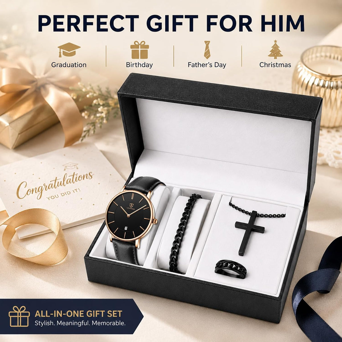 Watch, Mens Watch, Minimalist Fashion Simple Wrist Watch Analog Date with Leather Strap