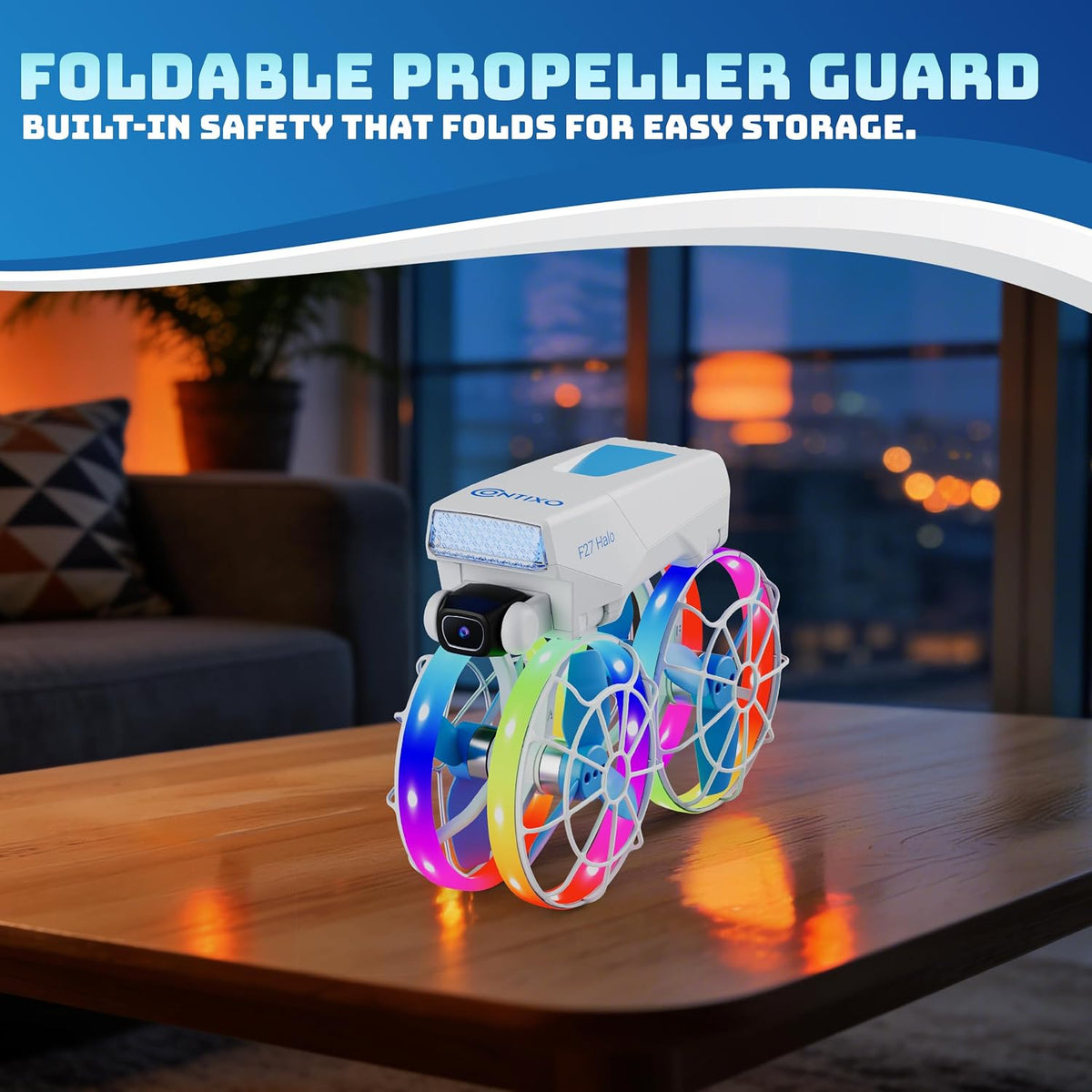 F27 Halo Mini Foldable Drone with 4.3" Screen Remote – 720P HD Dual Camera, LED Lights, Optical Flow Hover, One-Key Takeoff/Landing, 360° Stunts, 350 Ft Range, Beginner Drone