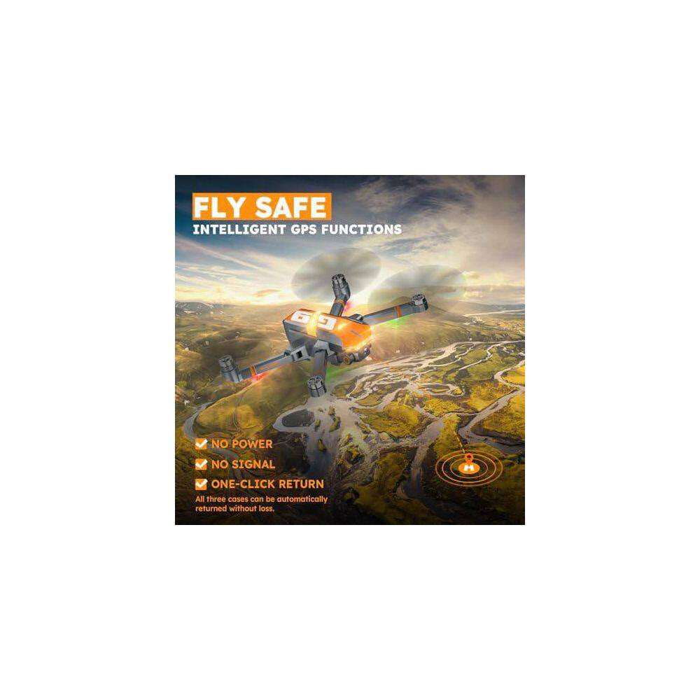 GPS Foldable Drone with 4K UHD Camera Brushless Motor 5G FPV Auto Return Long Flight Time Follow Me Mode, Dark Gray