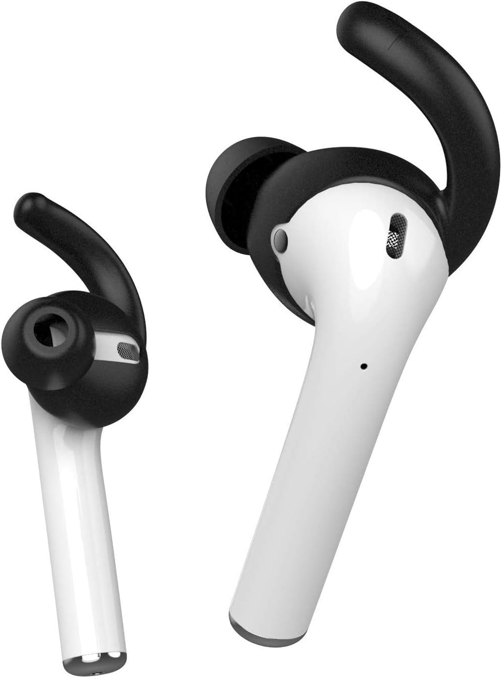 2 Pairs Airpods Ear Hooks Accessories Compatible with Airpods 2 & Airpods 1 or Earpods Headphones,Airpod Tips Anti-Slip Ear Hooks Silicone (1Black+1White)