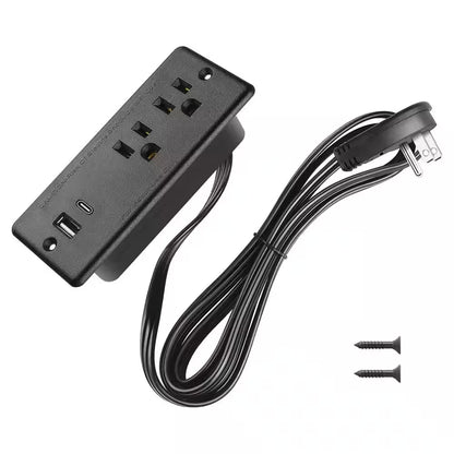 10 Ft Cord 2-Outlet 2 USB-A Ports 1 USB-C Port Surge Protector with Fast Charging Recessed Desk Power Strip