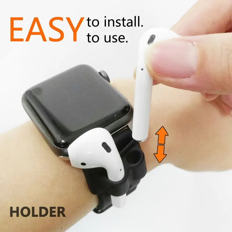 Silicone Holder Clip for Airpods Apple Wireless Earphone Socket Stand Case Compatible with Apple Watch Sport Hook Clip Anti-Lost
