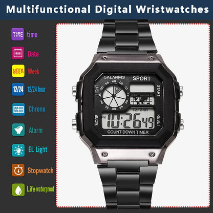 Sports Watches for Men LED Digital Men'S Wrist Watches Countdown Alarm Clock Sweatproof Male Sport Electronic Watches