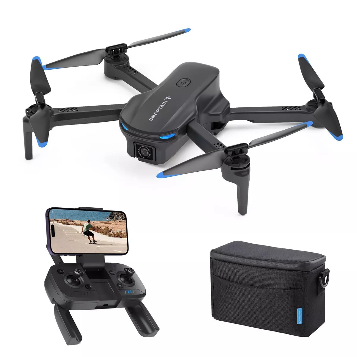 Snaptain E20 FPV RC Drone with 2.7K Camera - Gray: Remote Control, Built-In Wi-Fi, Skill Level Intermediate, 18 Min Flight