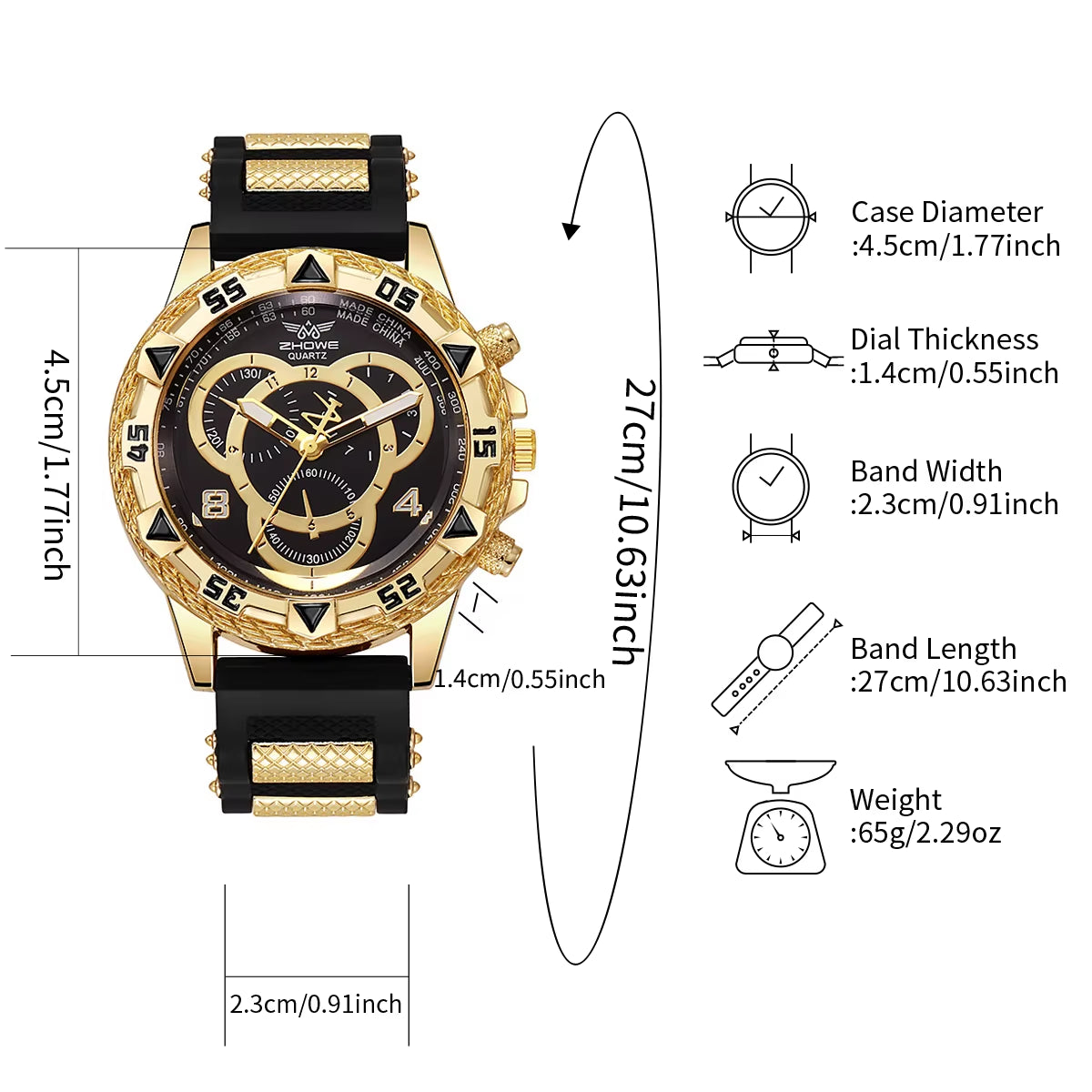 Men’S Watch Fashion Silicone Band Analog Quartz Wrist Watch Man Sports Watches