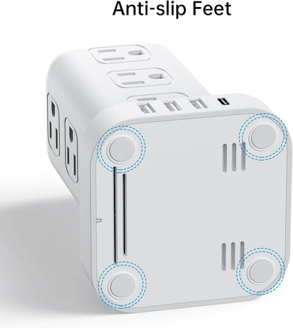 Power Strip with 12 Outlets 4 USB (1 USB C), 6.5Feet Extension Cord with Multiple Outlets, Charging Station, Power Strip Tower, Home Office Desk Supplies