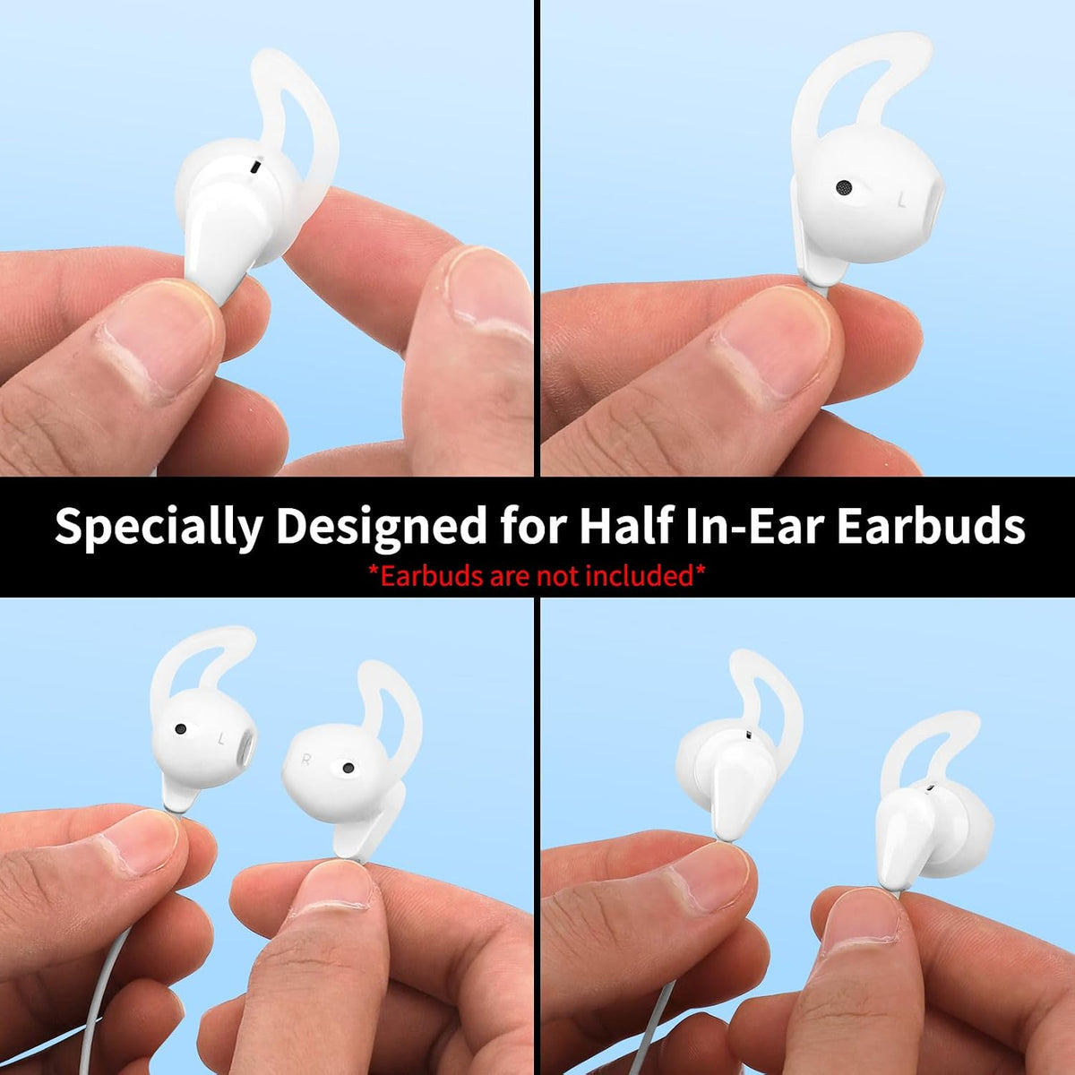 Earbuds Covers/Caps with Hook for Earpods, Soft Silicone Earplugs