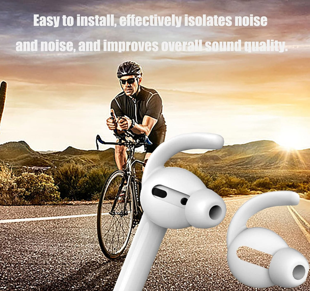 2 Pairs Airpods Ear Hooks Accessories Compatible with Airpods 2 & Airpods 1 or Earpods Headphones,Airpod Tips Anti-Slip Ear Hooks Silicone (1Black+1White)