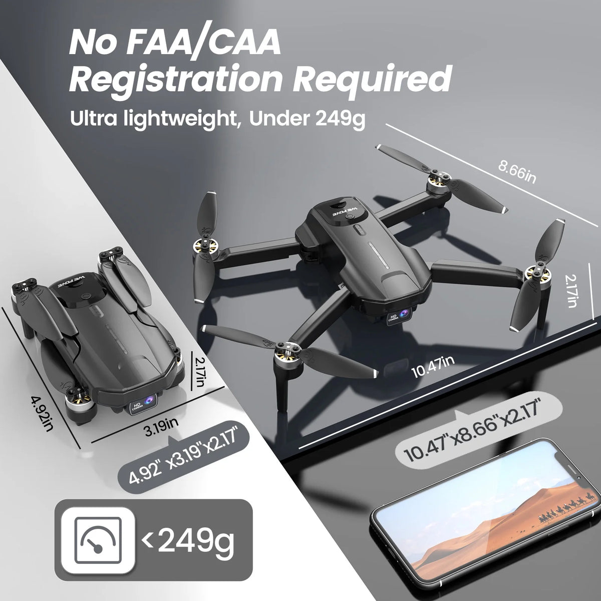 Drones with Camera for Adults 4K,  WF31 GPS Foldable Quadcopter for Beginners with Brushless Motor, 2 Batteries for 50 Min Flight Time, Black