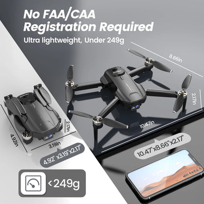 Drones with Camera for Adults 4K,  WF31 GPS Foldable Quadcopter for Beginners with Brushless Motor, 2 Batteries for 50 Min Flight Time, Black