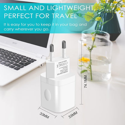 European Travel Plug Adapter Charger for Iphone Samsung Android Phone EU
