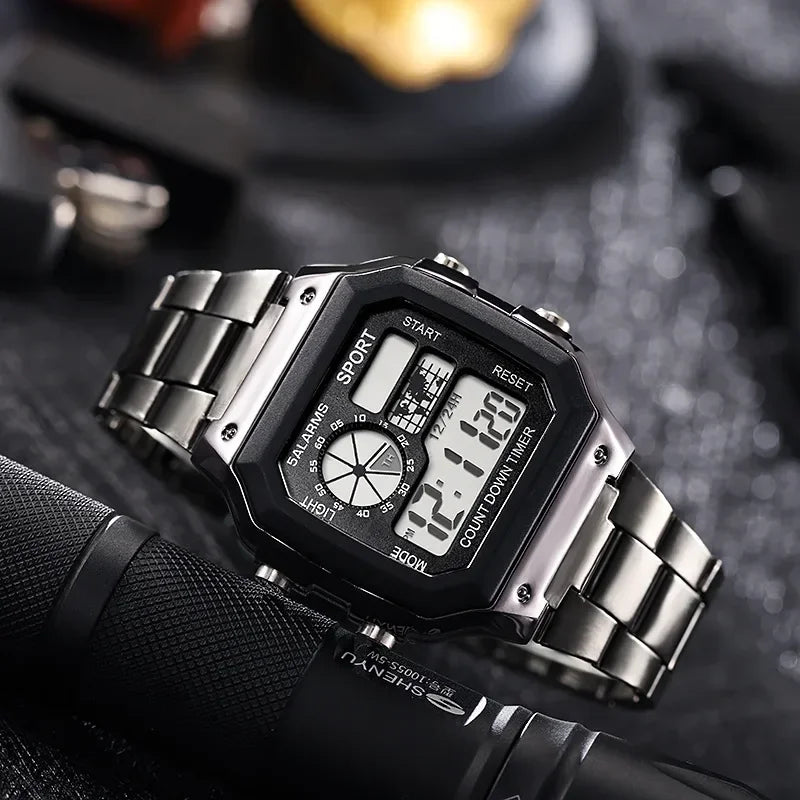 Sports Watches for Men LED Digital Men'S Wrist Watches Countdown Alarm Clock Sweatproof Male Sport Electronic Watches