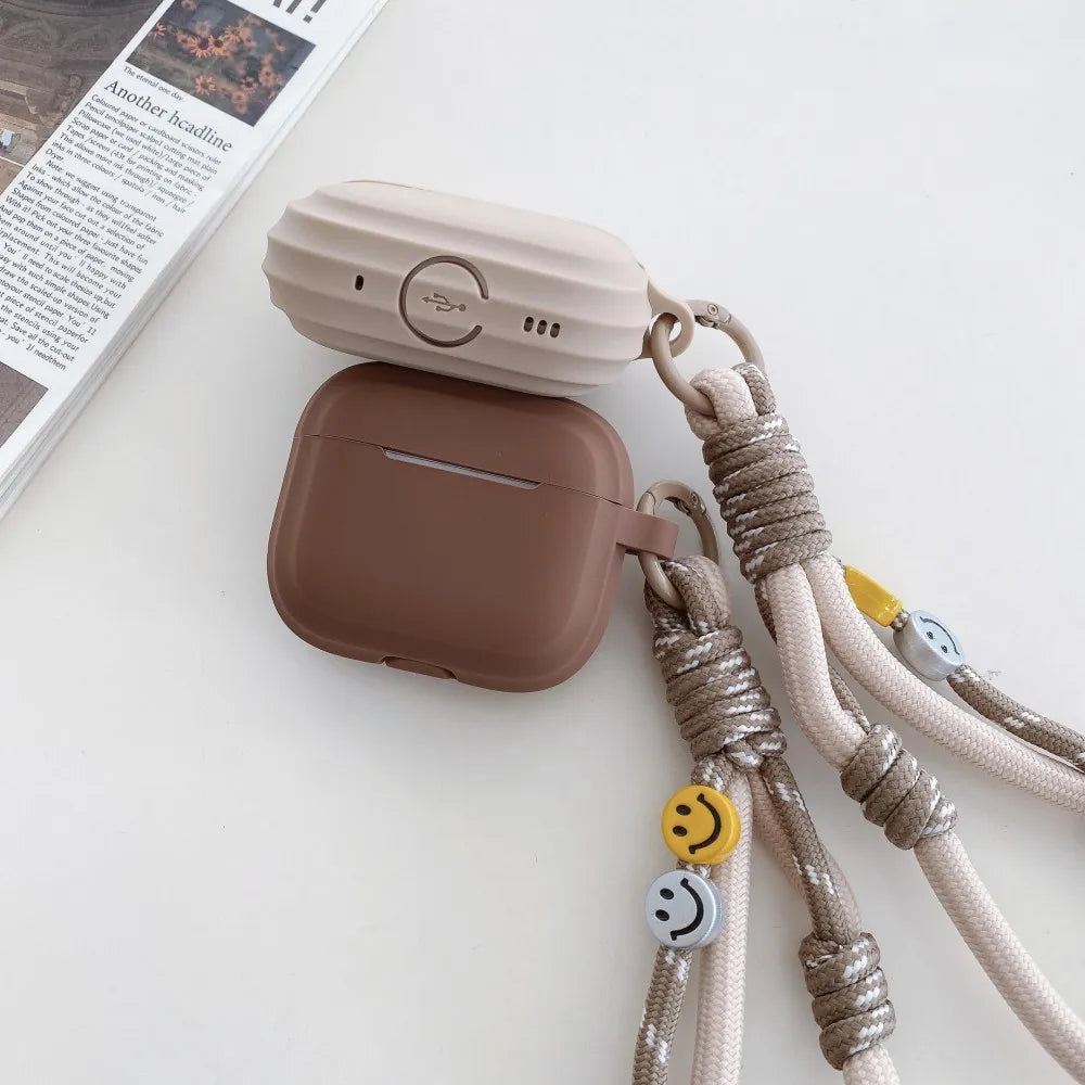 Case for Airpods 4 3 2 1 Pro2 Generation Cover Cute with Strap Earpods Soft Silicone Headphone Coque for Airpods Pro 2 2Nd Funda