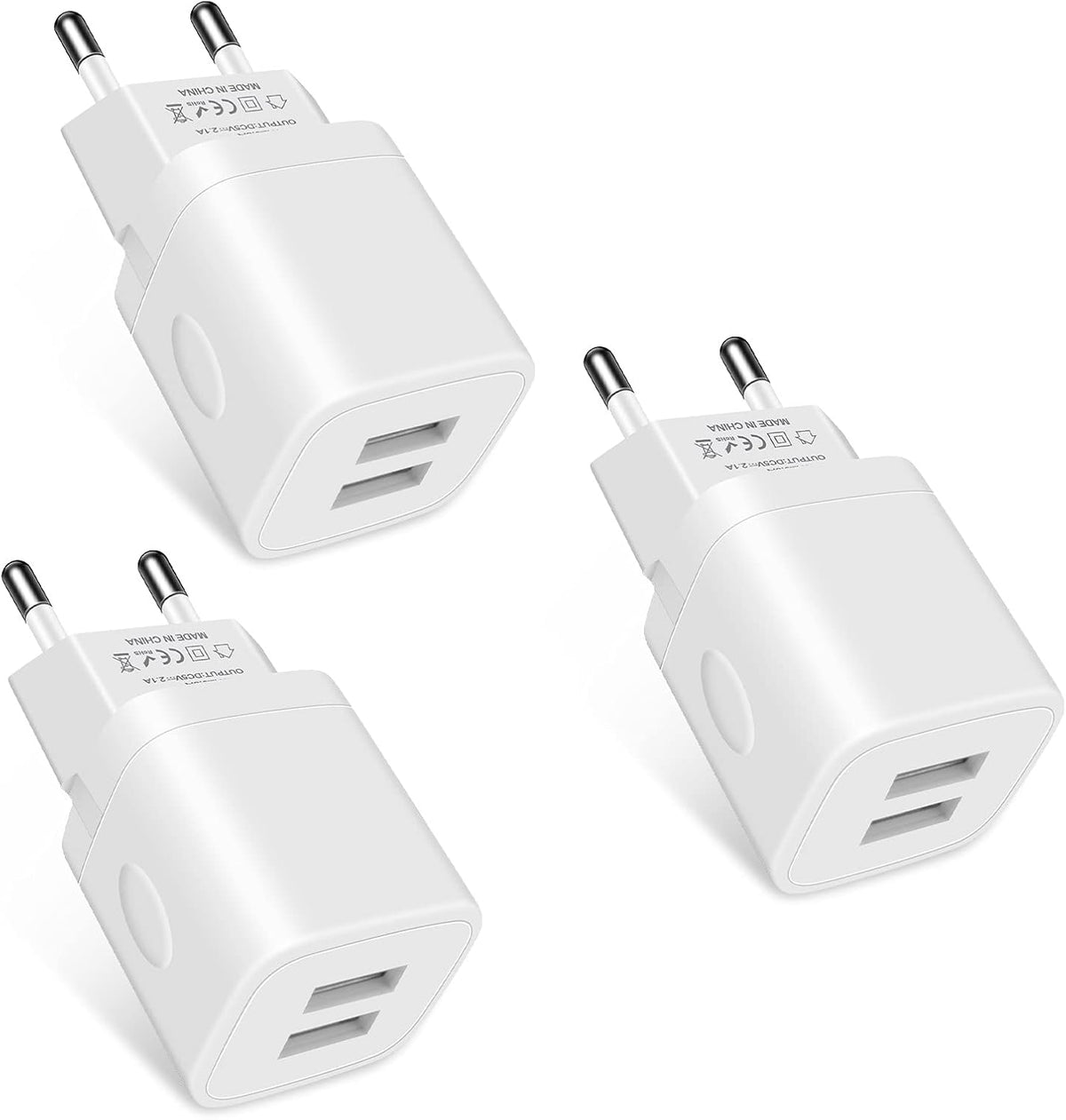 European Travel Plug Adapter Charger for Iphone Samsung Android Phone EU