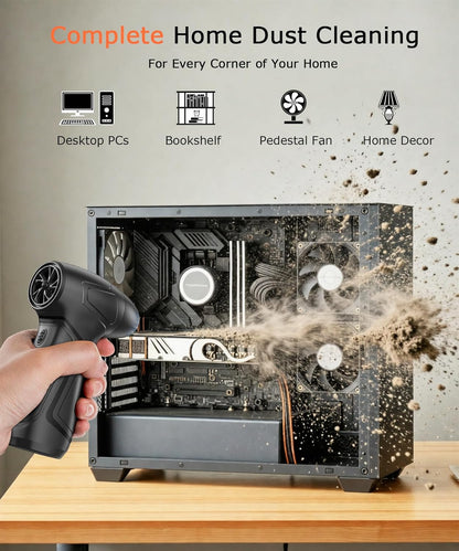 Compressed Air Duster 130,000 RPM, Electric Air Blower with Scroll Wheel Precision Speed Control, Storm-Level Turbo Airflow for Home Car PC Dust Cleaning, Cordless Rechargeable Portable Gadget for Men