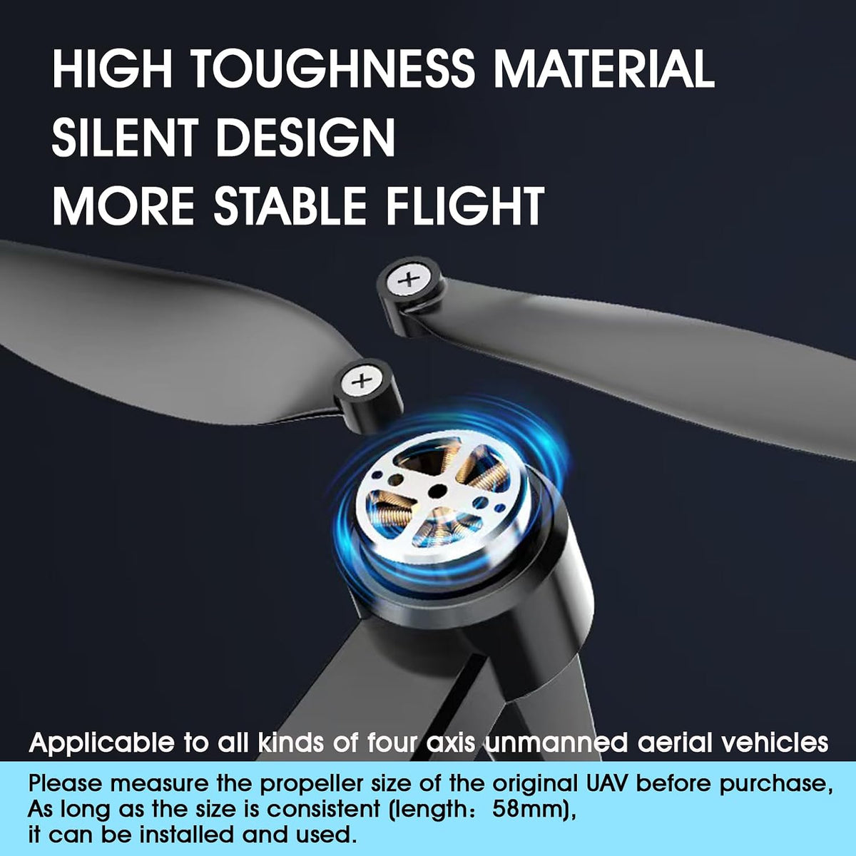 Universal 58Mm/2.28In Drone Propellers for S162、S116、S112、Xk5、Sg108、L108、S3、S9、M7、Rg101、A13、S1S、K918、Models - Replacement Drone Accessories with Stable and Low-Noise Operation 16-Pack (Black)