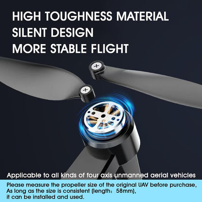 Universal 58Mm/2.28In Drone Propellers for S162、S116、S112、Xk5、Sg108、L108、S3、S9、M7、Rg101、A13、S1S、K918、Models - Replacement Drone Accessories with Stable and Low-Noise Operation 16-Pack (Black)