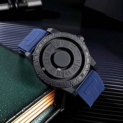 Casual Fashion Men'S Silicone Sports Magnetic Bezel Quartz Watch Wrist Watch