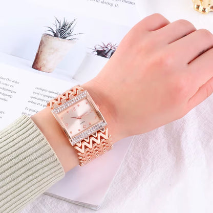 Drop Shipping New Hot Selling Square Wrist Watches for Women Stainless Steel Gold Female Watch Diamond Wristwatch Wrist Watch