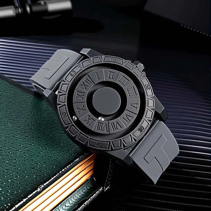 Casual Fashion Men'S Silicone Sports Magnetic Bezel Quartz Watch Wrist Watch
